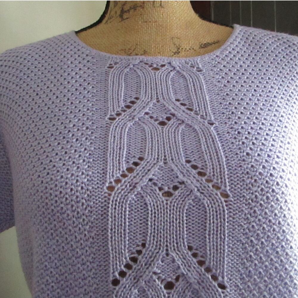 Vintage Cristin Stevens Lilac Knit Short Sleeve Sweater USA - Picture 7 of 16